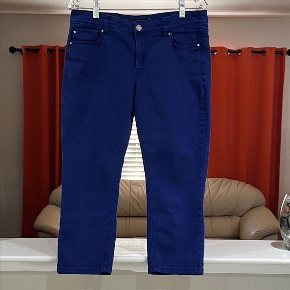 White House Black Market Women's Slim Crop Royal Blue Jeans Size 10
